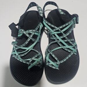 Women's Black and Teal Chacos Sandals